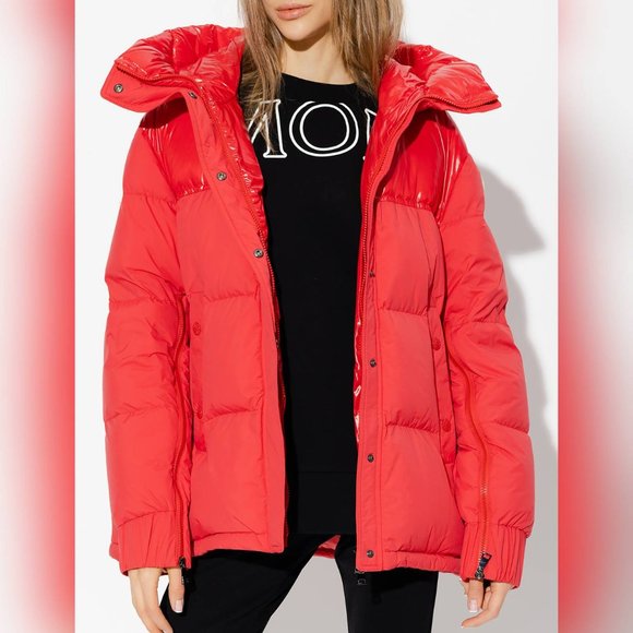 Moncler Etival Red Hooded Quilted Down Jacket - Picture 1 of 15